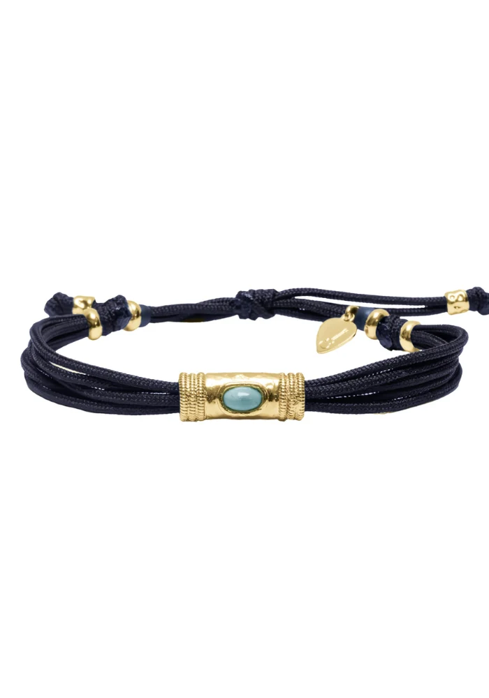 Bracelet Cordon Bleu Et Turquoise