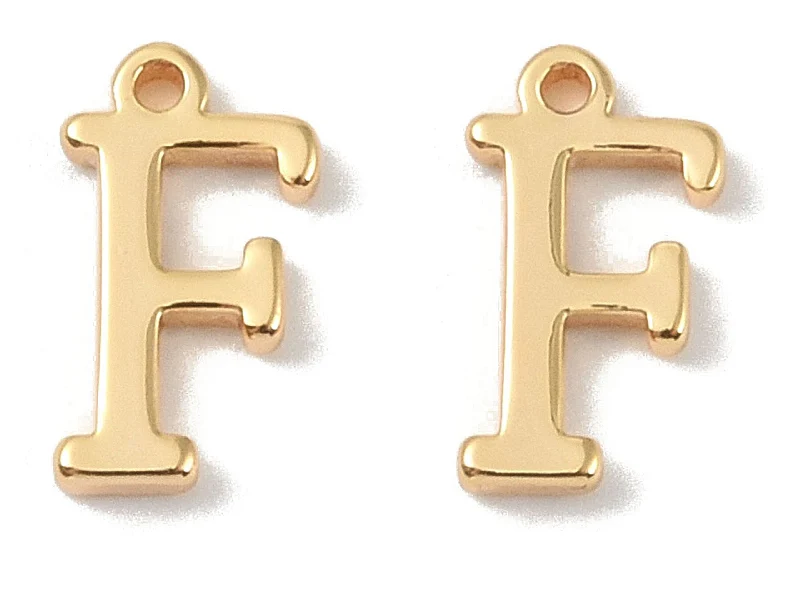 Breloque lettre F en laiton plaqué or 18 K