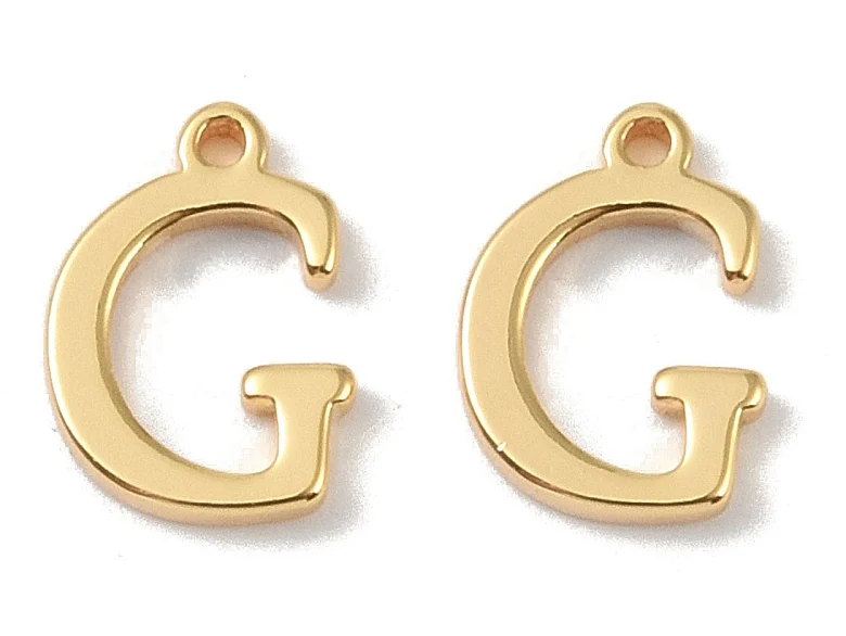 Breloque lettre G en laiton plaqué or 18 K