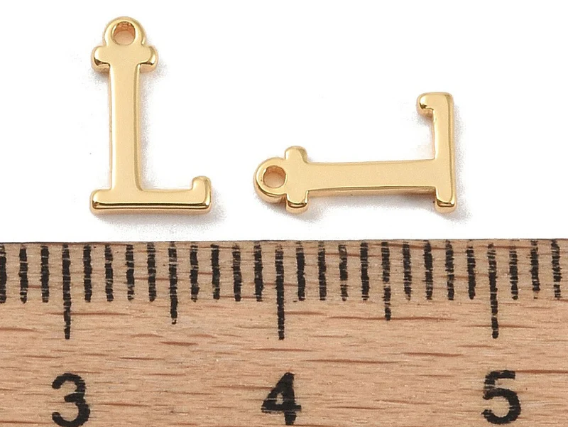 Breloque lettre L en laiton plaqué or 18 K