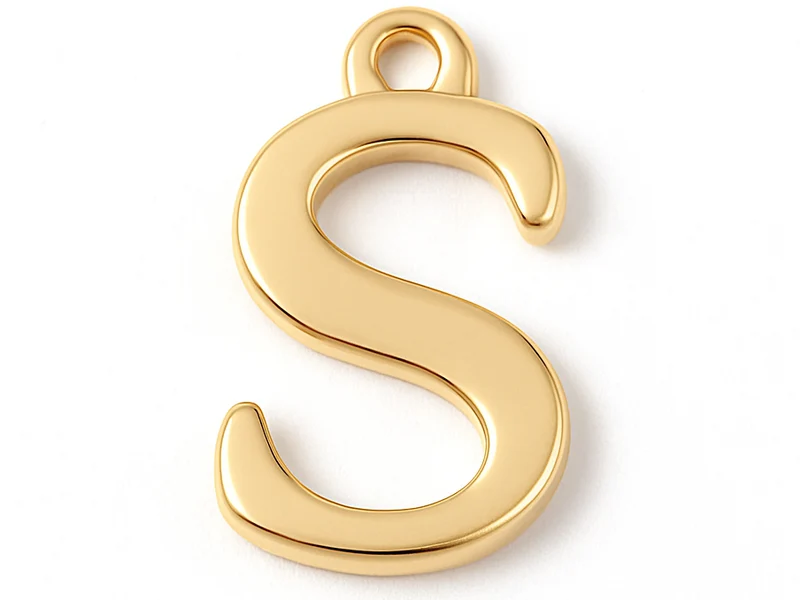 Breloque lettre S en laiton plaqué or 18 K