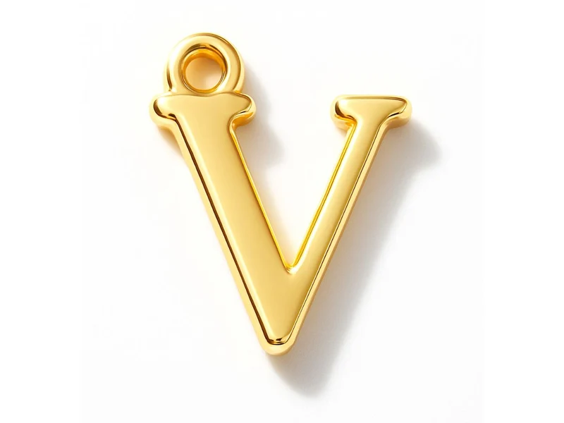 Breloque lettre V en laiton plaqué or 18 K