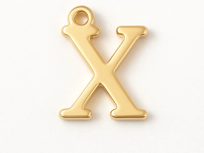 Breloque lettre X en laiton plaqué or 18 K