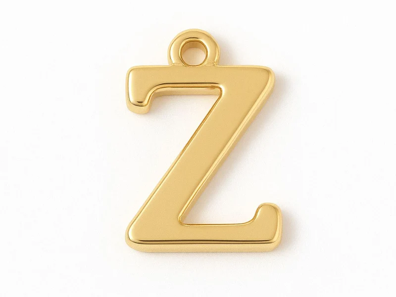 Breloque lettre Z en laiton plaqué or 18 K