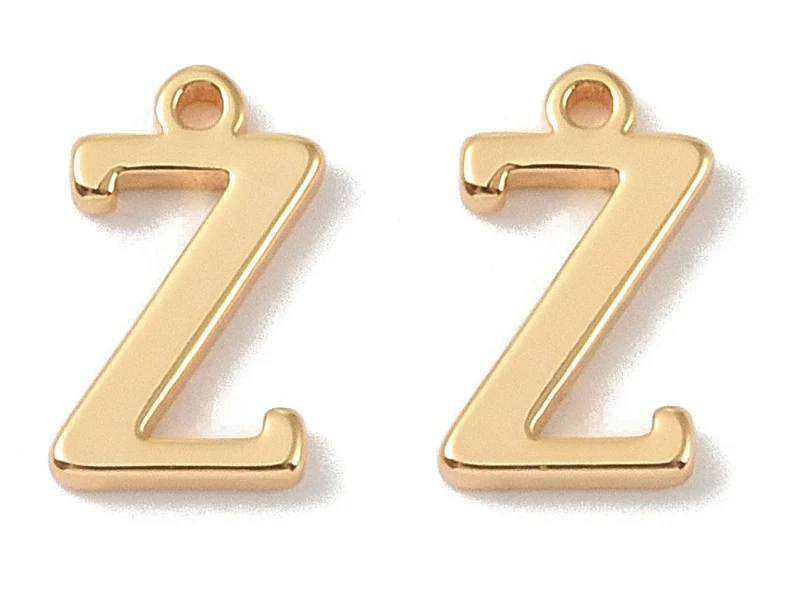Breloque lettre Z en laiton plaqué or 18 K