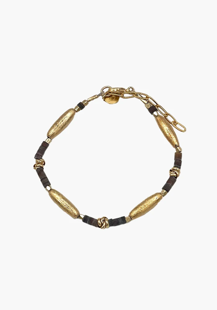 Bracelet Prism Plaqué Or Et Coquillages Gris