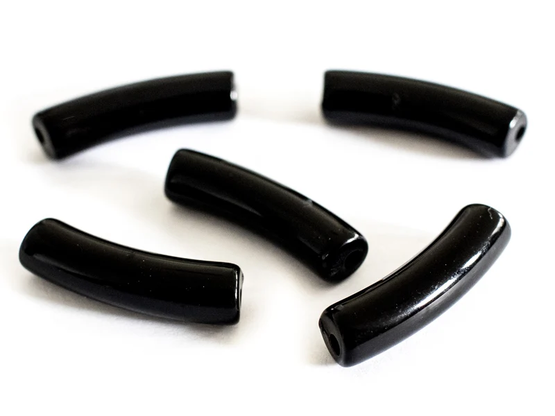 Lot de 5 perles tubes opaques en résine 6 mm - Noir