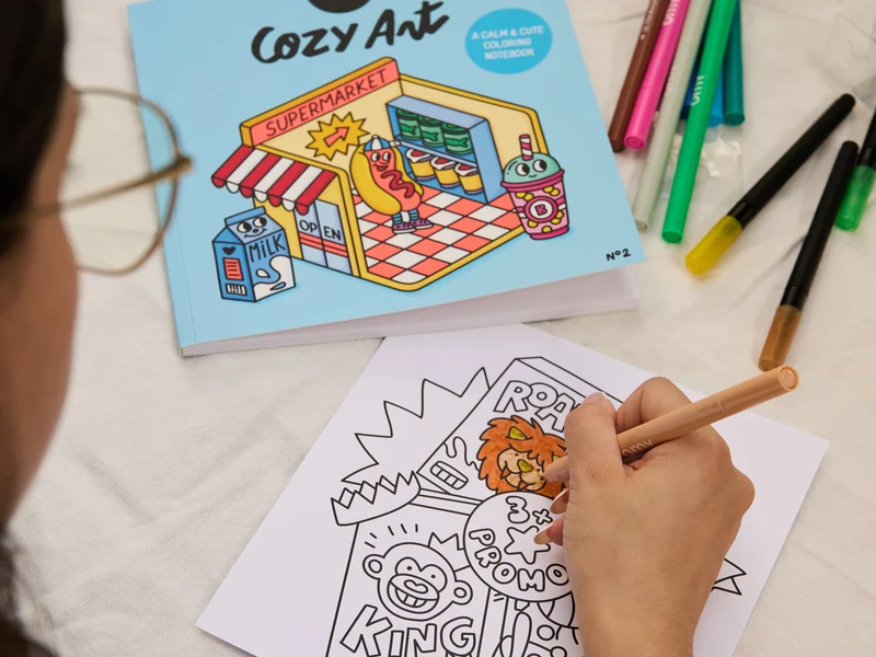 Cahier de coloriage Cozy Art - Supermarket - OMY