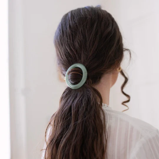 Barrette Ronde vert d'Eau - Bachca