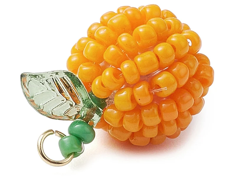 Pendentif orange en perles de rocaille