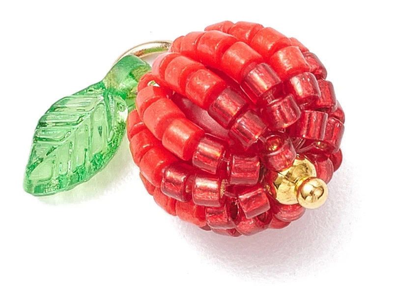 Pendentif pomme rouge en perles de rocaille nacrées