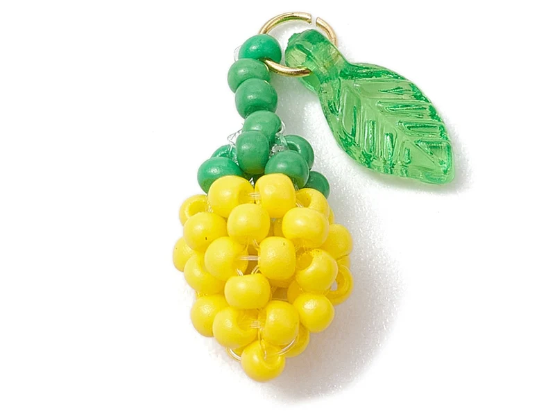 Pendentif citron jaune en perles de rocailles