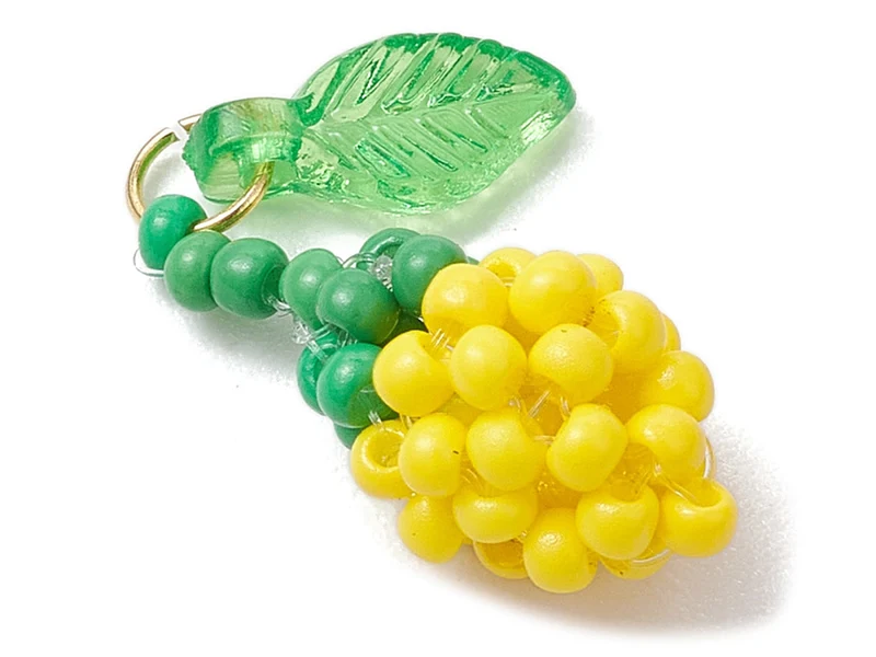 Pendentif citron jaune en perles de rocailles