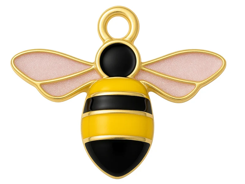 Pendentif abeille en alliage doré avec émail noir