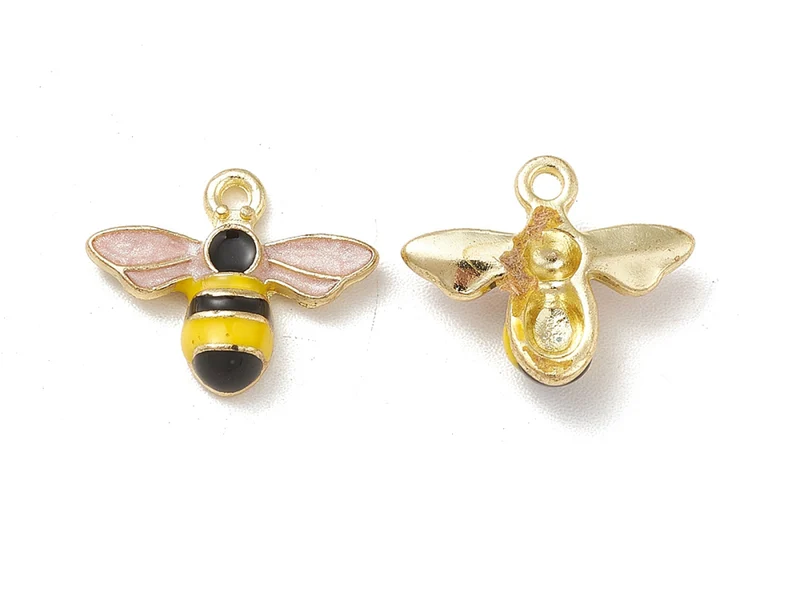 Pendentif abeille en alliage doré avec émail noir