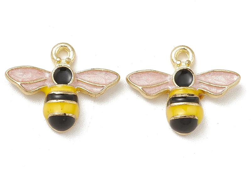 Pendentif abeille en alliage doré avec émail noir