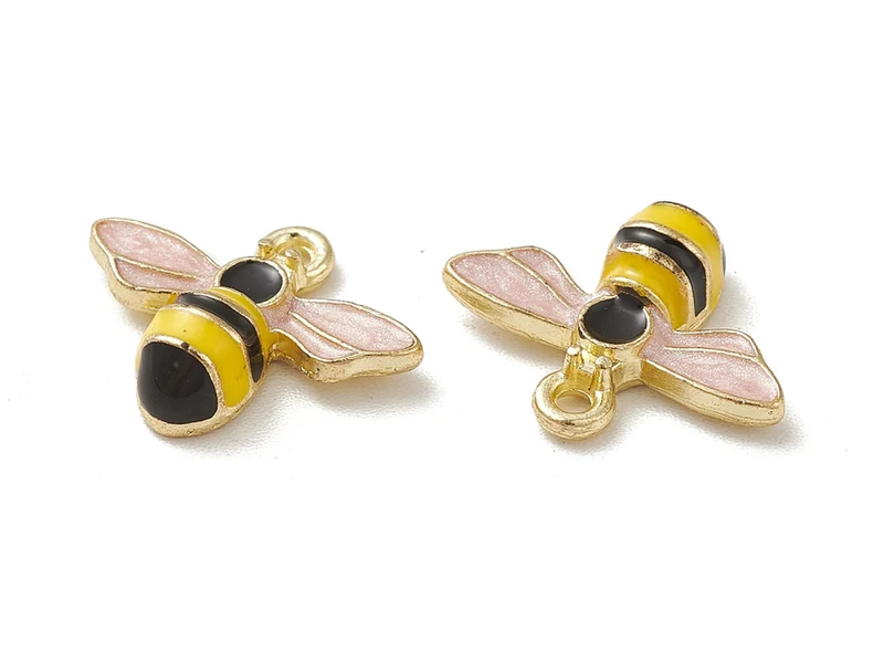 Pendentif abeille en alliage doré avec émail noir
