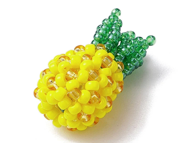 Breloque ananas en perles de rocaille jaunes