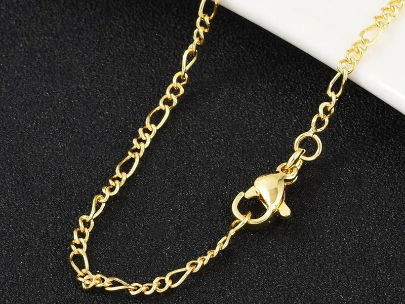 Collier chaîne figaro en laiton doré à l’or fin