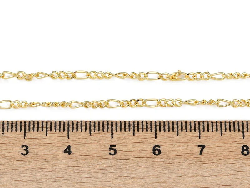 Collier chaîne figaro en laiton doré à l’or fin
