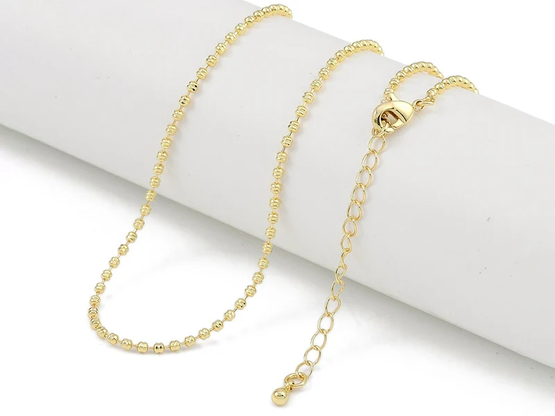 Collier chaîne boule en laiton doré à l’or fin