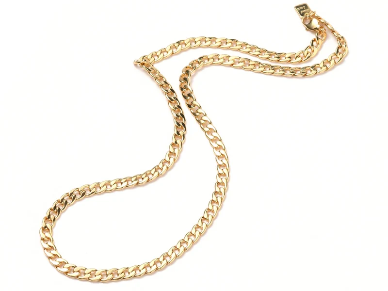 Collier chaîne cubaine en laiton doré à l’or fin