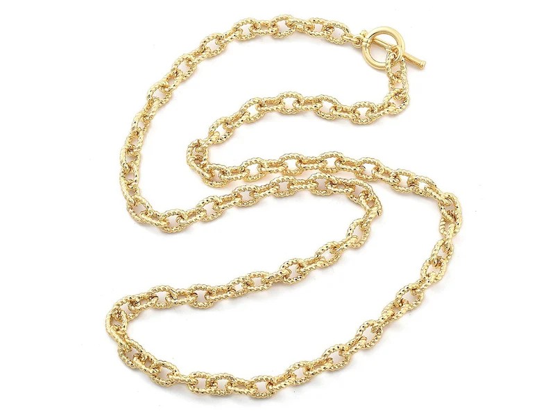 Collier chaîne câble en laiton doré à l’or fin