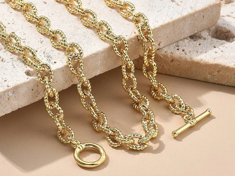 Collier chaîne câble en laiton doré à l’or fin