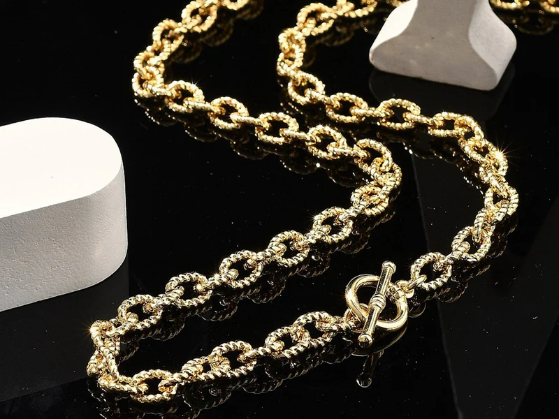 Collier chaîne câble en laiton doré à l’or fin