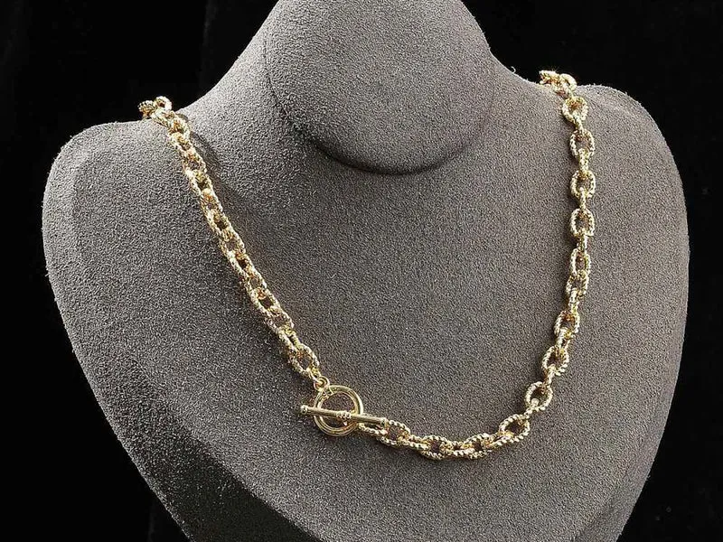 Collier chaîne câble en laiton doré à l’or fin