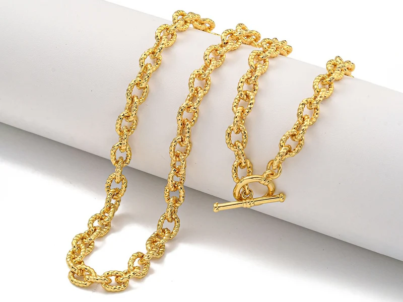 Collier chaîne câble en laiton doré à l’or fin