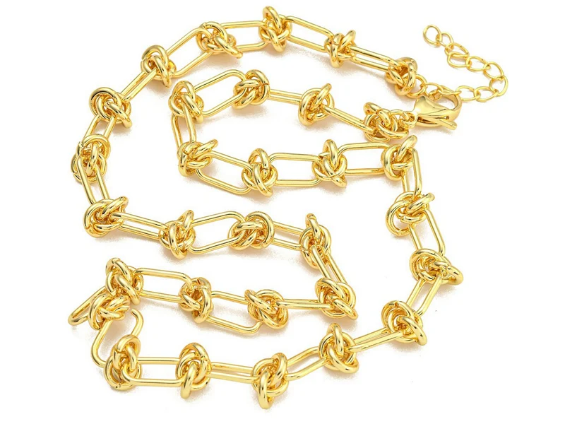 Collier chaîne à nœuds en laiton doré à l’or fin