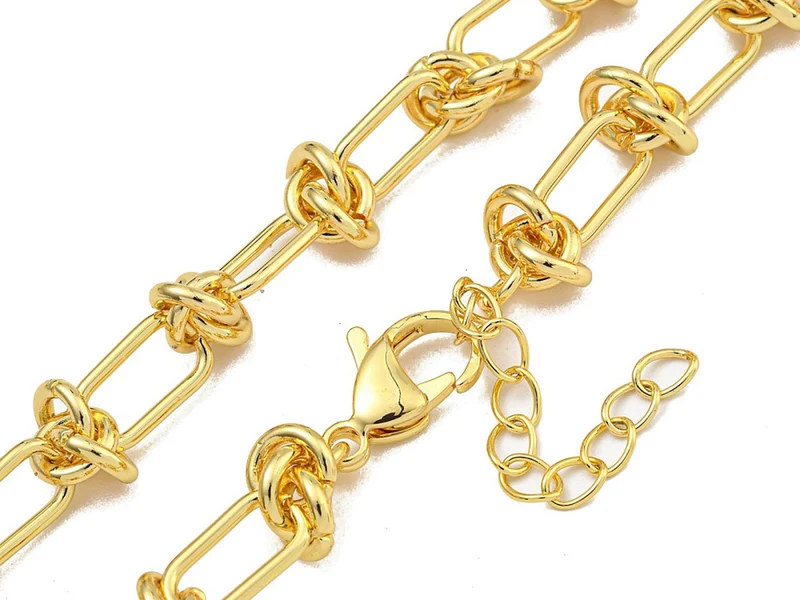 Collier chaîne à nœuds en laiton doré à l’or fin