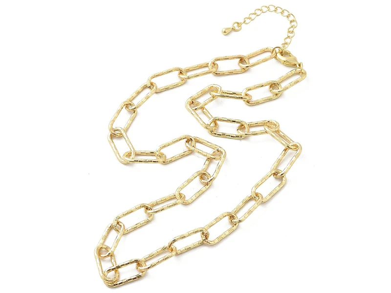 Collier chaîne à maillons texturés en laiton doré à l’or fin – 43,3 cm