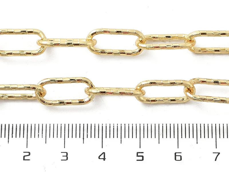 Collier chaîne à maillons texturés en laiton doré à l’or fin – 43,3 cm