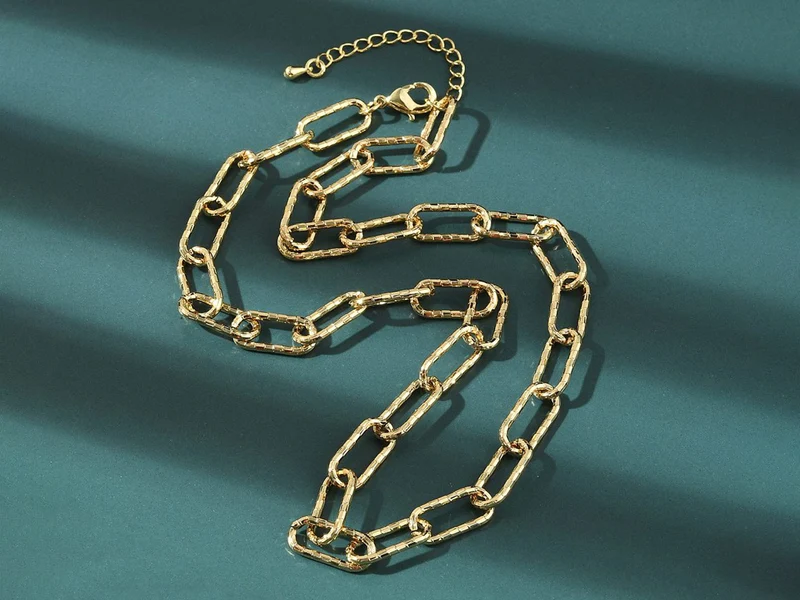 Collier chaîne à maillons texturés en laiton doré à l’or fin – 43,3 cm