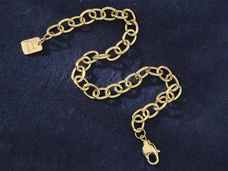 Bracelet chaîne gourmette en laiton doré à l’or fin – 21 cm