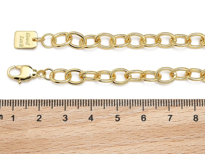 Bracelet chaîne gourmette en laiton doré à l’or fin – 21 cm