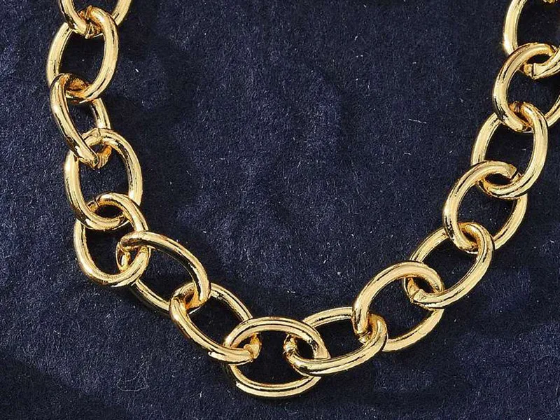 Bracelet chaîne gourmette en laiton doré à l’or fin – 21 cm