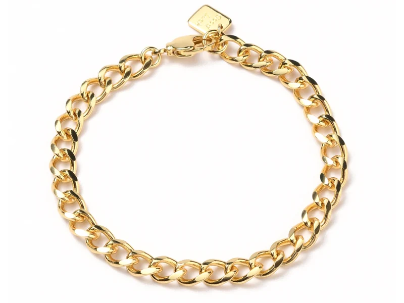 Bracelet chaîne cubaine en laiton doré à l’or fin – 19 cm