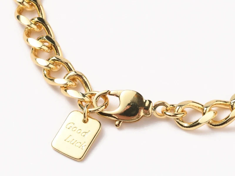 Bracelet chaîne cubaine en laiton doré à l’or fin – 19 cm
