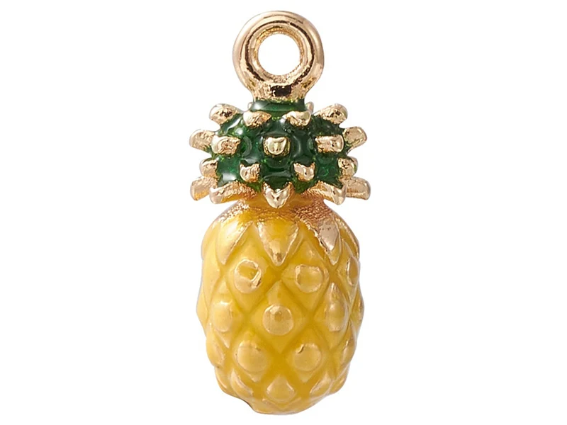 Breloque ananas émaillée en laiton doré à l’or fin