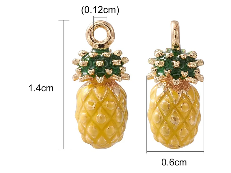 Breloque ananas émaillée en laiton doré à l’or fin