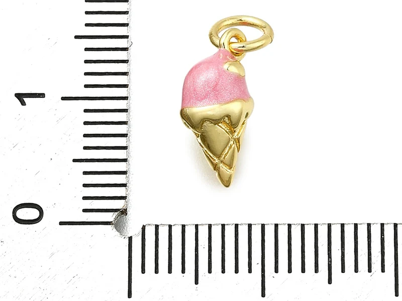 Breloque glace émaillée en laiton doré à l’or fin