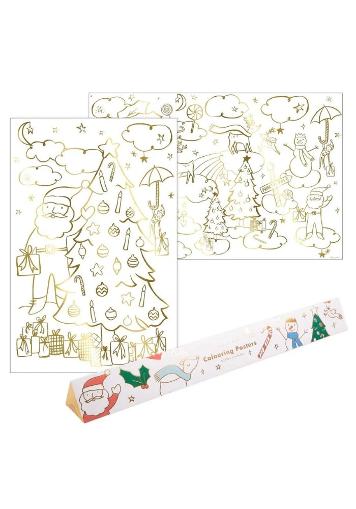 Boite De 2 Affiches De Noel A Colorier