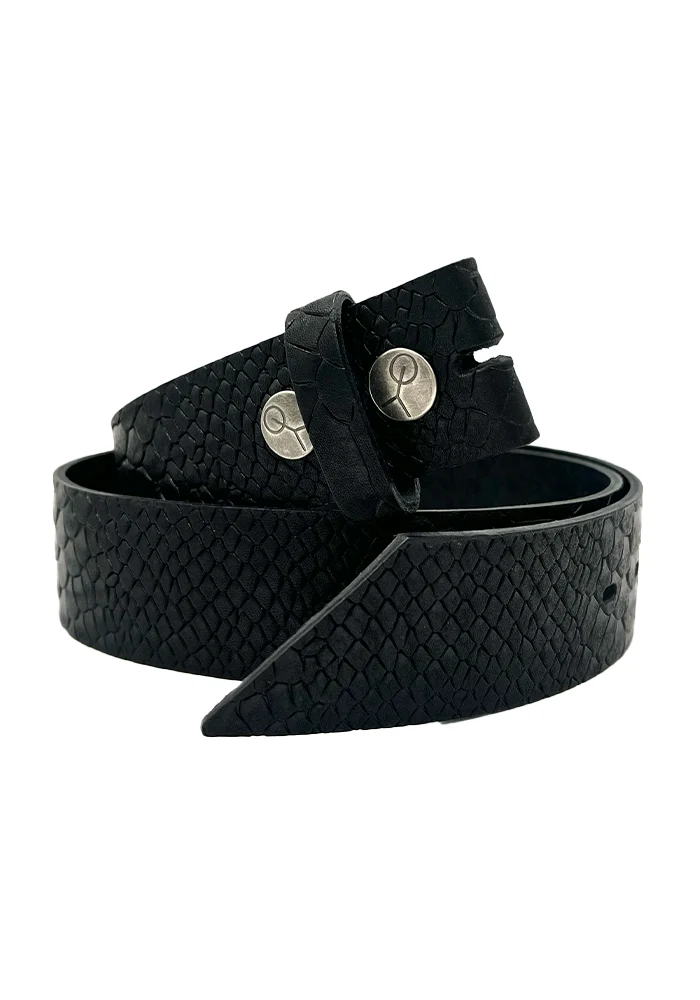 Tige De Ceinture Cuir Preto Python Noire