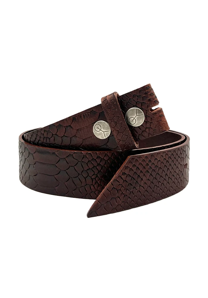 Tige De Ceinture Cuir Preto Python Marron
