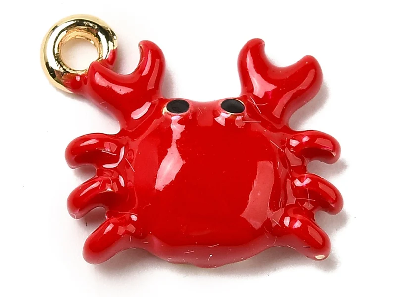 Breloque émaillée crabe rouge et doré
