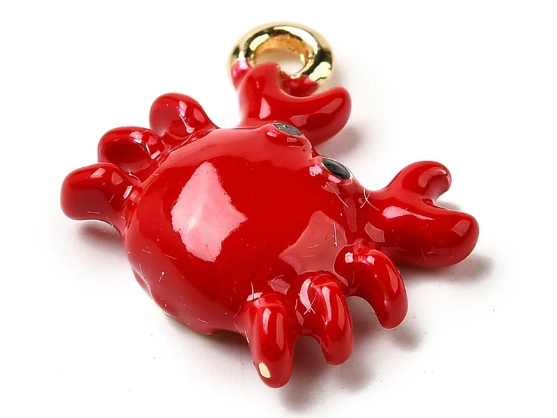Breloque émaillée crabe rouge et doré