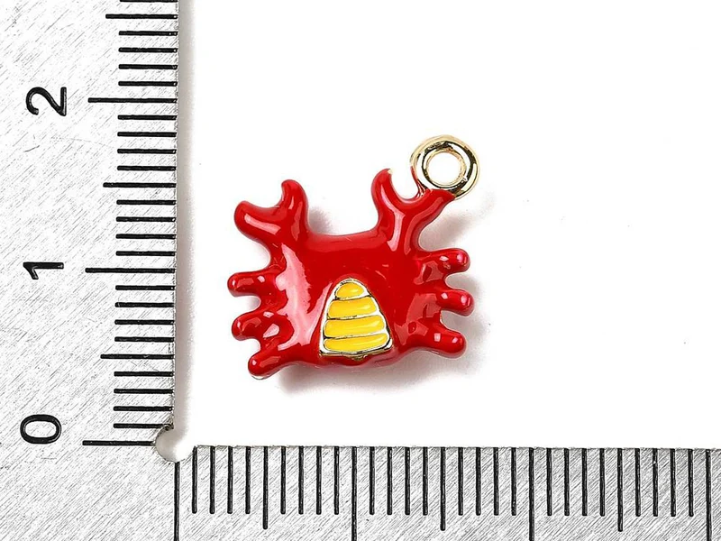 Breloque émaillée crabe rouge et doré